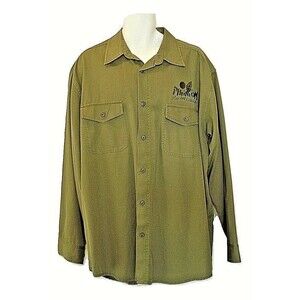 Levi Strauss & CO Phantom Racing Shirt Green Embroidered Khaki Long Sleeve L